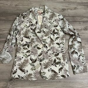 NWT NEW Solitaire Linen Blend Palm Leaf Blazer Jacket Medium